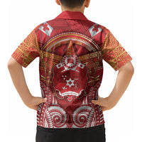 Tonga King's Birthday Kid Hawaiian Shirt Gold Royal Crown Tribal Patterns DT05 - Polynesian Pride