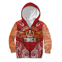 Tonga King's Birthday Kid Hoodie Gold Royal Crown Tribal Patterns