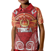 Tonga King's Birthday Kid Polo Shirt Gold Royal Crown Tribal Patterns