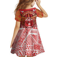 Tonga King's Birthday Kid Short Sleeve Dress Gold Royal Crown Tribal Patterns