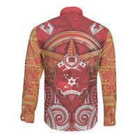 Tonga King's Birthday Long Sleeve Button Shirt Gold Royal Crown Tribal Patterns DT05 - Polynesian Pride