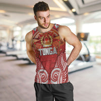 Tonga King's Birthday Men Tank Top Gold Royal Crown Tribal Patterns