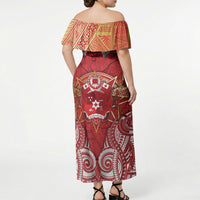 Tonga King's Birthday Off Shoulder Maxi Dress Gold Royal Crown Tribal Patterns DT05 - Polynesian Pride