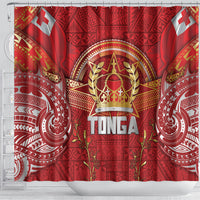 Tonga King's Birthday Shower Curtain Gold Royal Crown Tribal Patterns