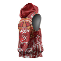 Tonga King's Birthday Sleeveless Hoodie Gold Royal Crown Tribal Patterns