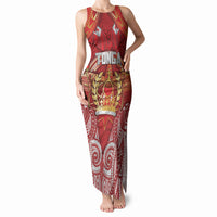 Tonga King's Birthday Tank Maxi Dress Gold Royal Crown Tribal Patterns DT05 Women Red - Polynesian Pride
