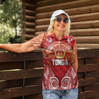 Tonga King's Birthday Women Polo Shirt Gold Royal Crown Tribal Patterns