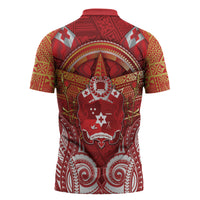 Tonga King's Birthday Zipper Polo Shirt Gold Royal Crown Tribal Patterns DT05 - Polynesian Pride