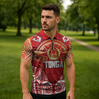 Tonga King's Birthday Zipper Polo Shirt Gold Royal Crown Tribal Patterns DT05 - Polynesian Pride