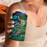 Personalised Solomon Islands Independence Day 4 in 1 Can Cooler Tumbler Crocodile Hibiscus Tribal Pattern