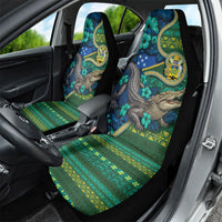 Solomon Islands Independence Day Car Seat Cover Crocodile Hibiscus Tribal Pattern