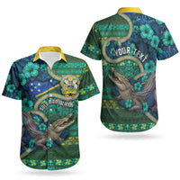 Personalised Solomon Islands Independence Day Couples Matching Off Shoulder Maxi Dress and Hawaiian Shirt Crocodile Hibiscus Tribal Pattern DT05 - Polynesian Pride
