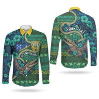 Personalised Solomon Islands Independence Day Couples Matching Summer Maxi Dress and Long Sleeve Button Shirt Crocodile Hibiscus Tribal Pattern DT05 - Polynesian Pride