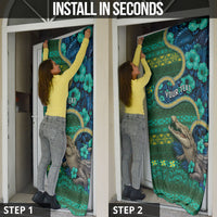 Personalised Solomon Islands Independence Day Door Cover Crocodile Hibiscus Tribal Pattern