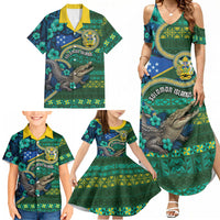 Personalised Solomon Islands Independence Day Family Matching Summer Maxi Dress and Hawaiian Shirt Crocodile Hibiscus Tribal Pattern DT05 - Polynesian Pride
