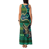 Personalised Solomon Islands Independence Day Family Matching Tank Maxi Dress and Hawaiian Shirt Crocodile Hibiscus Tribal Pattern