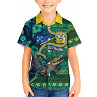Personalised Solomon Islands Independence Day Hawaiian Shirt Crocodile Hibiscus Tribal Pattern DT05 - Polynesian Pride