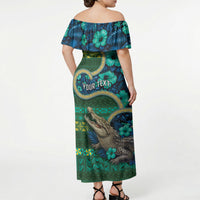 Personalised Solomon Islands Independence Day Off Shoulder Maxi Dress Crocodile Hibiscus Tribal Pattern DT05 - Polynesian Pride