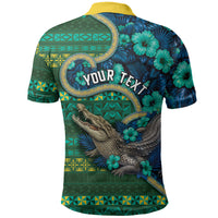 Personalised Solomon Islands Independence Day Polo Shirt Crocodile Hibiscus Tribal Pattern DT05 - Polynesian Pride