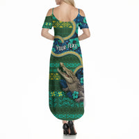 Personalised Solomon Islands Independence Day Summer Maxi Dress Crocodile Hibiscus Tribal Pattern DT05 - Polynesian Pride