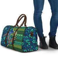 Solomon Islands Independence Day Travel Bag Crocodile Hibiscus Tribal Pattern