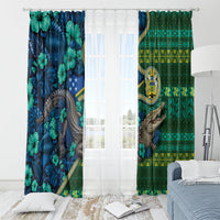 Solomon Islands Independence Day Window Curtain Crocodile Hibiscus Tribal Pattern
