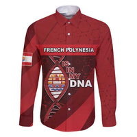 French Polynesia Is In My DNA Family Matching Puletasi and Hawaiian Shirt DT05 Dad's Shirt - Long Sleeve Red - Polynesian Pride