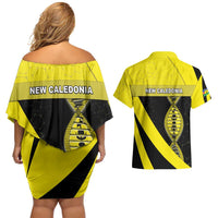 New Caledonia Is In My DNA Couples Matching Off Shoulder Short Dress and Hawaiian Shirt - Polynesian Pride