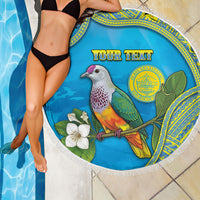 Personalised Palau Biib Bird Beach Blanket Rur Flower And Rock Islands Patterns