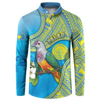 Personalised Palau Biib Bird Button Sweatshirt Rur Flower And Rock Islands Patterns