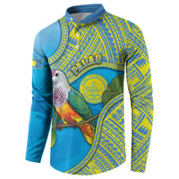 Personalised Palau Biib Bird Button Sweatshirt Rur Flower And Rock Islands Patterns