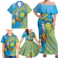 Personalised Palau Biib Bird Family Matching Off Shoulder Maxi Dress and Hawaiian Shirt Rur Flower And Rock Islands Patterns DT05 - Polynesian Pride