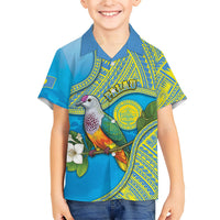 Personalised Palau Biib Bird Family Matching Off Shoulder Short Dress and Hawaiian Shirt Rur Flower And Rock Islands Patterns
