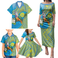 Personalised Palau Biib Bird Family Matching Puletasi and Hawaiian Shirt Rur Flower And Rock Islands Patterns DT05 - Polynesian Pride