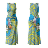 Personalised Palau Biib Bird Family Matching Tank Maxi Dress and Hawaiian Shirt Rur Flower And Rock Islands Patterns DT05 Mom's Dress Blue - Polynesian Pride