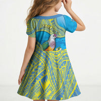 Personalised Palau Biib Bird Kid Short Sleeve Dress Rur Flower And Rock Islands Patterns DT05 - Polynesian Pride