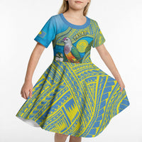Personalised Palau Biib Bird Kid Short Sleeve Dress Rur Flower And Rock Islands Patterns DT05 - Polynesian Pride
