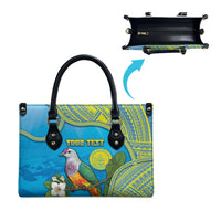 Personalised Palau Biib Bird Leather Bag Rur Flower And Rock Islands Patterns