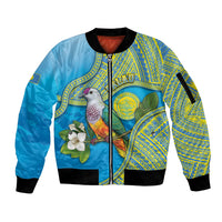 Personalised Palau Biib Bird Sleeve Zip Bomber Jacket Rur Flower And Rock Islands Patterns