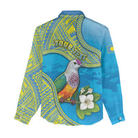 Personalised Palau Biib Bird Women Casual Shirt Rur Flower And Rock Islands Patterns