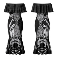 Personalised Guam Liberation Day Couples Matching Mermaid Dress and Hawaiian Shirt Black White Latte Stone Tribal Patterns DT05 - Polynesian Pride