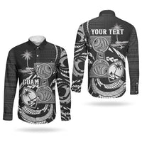 Personalised Guam Liberation Day Couples Matching Short Sleeve Bodycon Dress and Long Sleeve Button Shirt Black White Latte Stone Tribal Patterns DT05 - Polynesian Pride