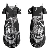 Personalised Guam Liberation Day Couples Matching Summer Maxi Dress and Hawaiian Shirt Black White Latte Stone Tribal Patterns DT05 - Polynesian Pride
