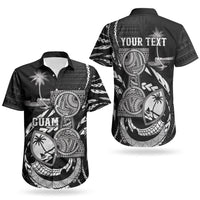 Personalised Guam Liberation Day Couples Matching Tank Maxi Dress and Hawaiian Shirt Black White Latte Stone Tribal Patterns DT05 - Polynesian Pride