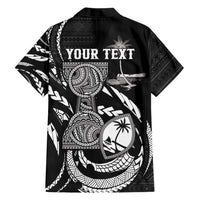 Personalised Guam Liberation Day Family Matching Off Shoulder Short Dress and Hawaiian Shirt Black White Latte Stone Tribal Patterns