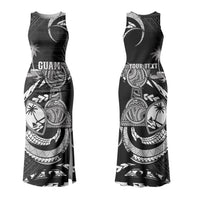 Personalised Guam Liberation Day Family Matching Tank Maxi Dress and Hawaiian Shirt Black White Latte Stone Tribal Patterns DT05 Mom's Dress Black - Polynesian Pride
