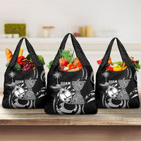 Guam Liberation Day Grocery Bag Black White Latte Stone Tribal Patterns