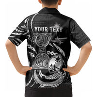 Personalised Guam Liberation Day Hawaiian Shirt Black White Latte Stone Tribal Patterns DT05 - Polynesian Pride