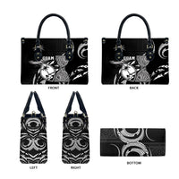 Guam Liberation Day Leather Bag Black White Latte Stone Tribal Patterns