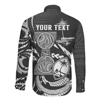 Personalised Guam Liberation Day Long Sleeve Button Shirt Black White Latte Stone Tribal Patterns DT05 - Polynesian Pride